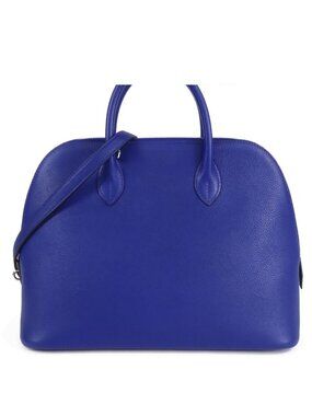 Hermes Bolide 1923 30 Blue Electric Silver Evercolor 2-Way Shoulder Bag